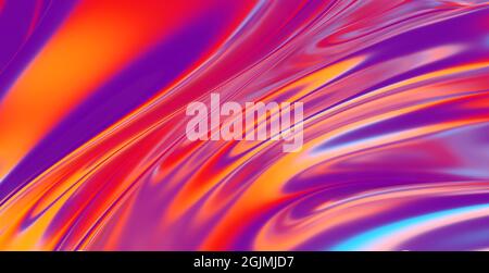 Tessuto tessuto gradiente onde sfondo astratto. Superficie ondulata in cromo iridescente. Superficie liquida, increspature, riflessi. illustrazione del rendering 3d. Foto Stock