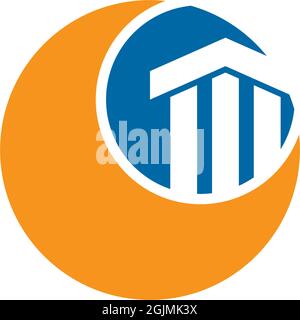 Icona a colonna in calcestruzzo logo disegno modello vettore ispirazione Illustrazione Vettoriale