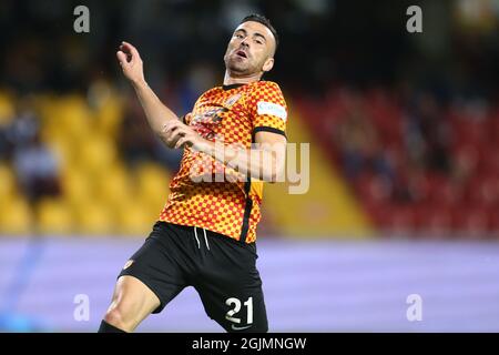 L'italiano di Benevento avanza Moncini Gabriele Êlook durante la partita di calcio della Serie B tra Benevento e Lecce al Ciro Vigorito Stadium di Benevento, Italia, il 10 settembre 2021 Foto Stock