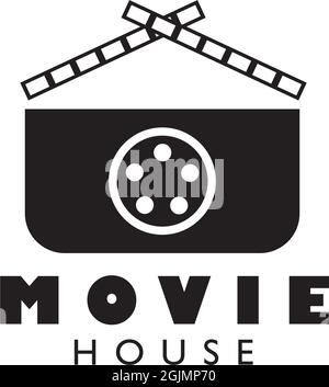 Modello vettoriale di disegno del logo dell'azienda del produttore del film Illustrazione Vettoriale