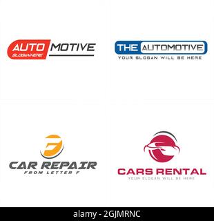 Auto noleggio auto riparazione logo design Illustrazione Vettoriale
