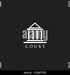 Icona del modello vettoriale del logo della costruzione del tribunale Illustrazione Vettoriale