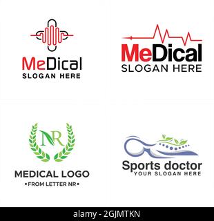 Design del logo della colonna vertebrale per terapia medica sana Illustrazione Vettoriale