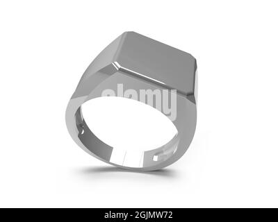 Illustrazione 3D di Signet Ring Mockup Scene on Isolated background Foto Stock