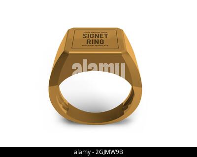 Illustrazione 3D di Signet Ring Mockup Scene on Isolated background Foto Stock