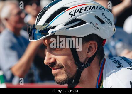 6 settembre 2021; Sherford a Exeter, Devon, Inghilterra: L'AJ Bell Tour della Gran Bretagna, fase 2 Sherford a Exeter. Julian Alaphilippe. Foto Stock