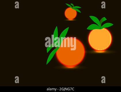 disegno al neon di frutta d'arancia Foto Stock