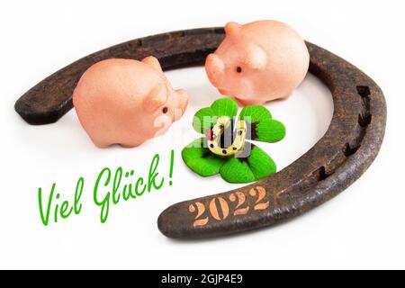 Fortunati simboli e tedesco buona fortuna 2022 Foto Stock