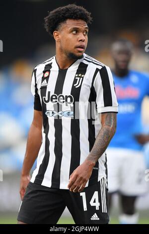 Stadio Diego Armando Maradona, Napoli, Italia, 11 settembre 2021, Il centrocampista di Juventus Weston McKennie durante SSC Napoli vs Juventus FC - Serie di calcio italiana A partita Foto Stock