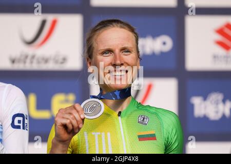 Trento, Trento, Italia, 11 settembre 2021, Rasa LELEIVYTE (LTU) durante i Campionati europei di UEC Road - Elite Women Road Race - Street Cycling Foto Stock