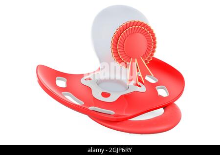 Succhietto per bambini con badge Best Choice, rendering 3D isolato su sfondo bianco Foto Stock