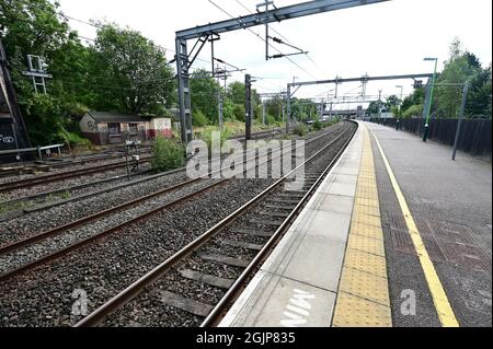 Catenari alla stazione a valle di Litchfield Trent nel Regno Unito. Foto Stock