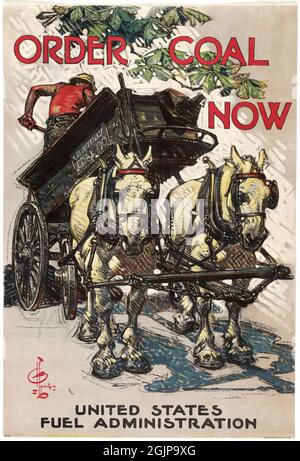 Poster WWI "Order Coal Now", United States Fuel Administration, 1918 Foto Stock