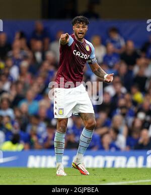 Tyrone Mings di Aston Villa durante la partita della Premier League a Stamford Bridge, Londra. Data foto: Sabato 11 settembre 2021. Foto Stock