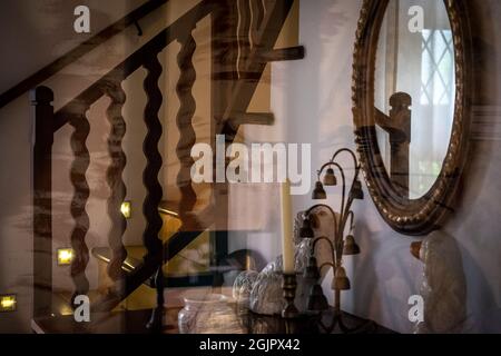 Interno della casa dello scrittore Robert Graves a Deià, Maiorca, Spagna Foto Stock