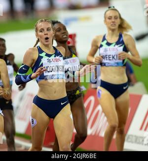 ZURIGO - SVIZZERA 9 SET 21: Keely Hodgkinson (GBR) gareggia negli 800m alla finale della Wanda Diamond League allo stadio Letzigrund di Zurigo sul Foto Stock