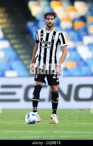 JuventusÕs centrocampista italiano Manuel Locatelli durante la Serie Una partita di calcio tra SSC Napoli e Juventus FC allo Stadio Diego Armando Maradona, Napoli, Italia, il 11 settembre 2021 Foto Stock