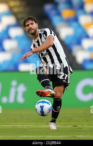 JuventusÕs centrocampista italiano Manuel Locatelli durante la Serie Una partita di calcio tra SSC Napoli e Juventus FC allo Stadio Diego Armando Maradona, Napoli, Italia, il 11 settembre 2021 Foto Stock