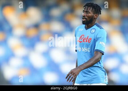 Andre Zambo Anguissa, attaccante cameroniano della SSC Napoli, durante la serie Una partita di calcio tra la SSC Napoli e la Juventus FC allo stadio Diego Armando Maradona, Napoli, Italia, il 11 settembre 2021 Foto Stock