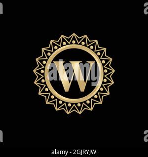 Modello vettoriale di ispirazione del logo con lettera W iniziale Illustrazione Vettoriale