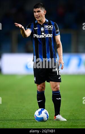 Bergamo, Italia. 11 settembre 2021. Ruslan Malinovskyi di Atalanta BC gesticola durante la serie Una partita di calcio tra Atalanta BC e ACF Fiorentina. Credit: Nicolò campo/Alamy Live News Foto Stock