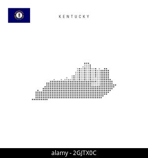 Mappa a punti quadrati del Kentucky. Mappa pixel punteggiata con flag isolato su sfondo bianco. Illustrazione. Foto Stock