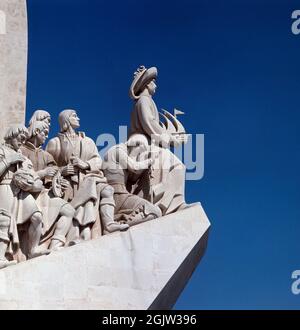 DETALLE DEL MONUMENTO A LOS DESCUBRIMIENTOS O DESCUBRIDORES - SIGLO XX - FOTO AÑOS 60. AUTORE: COTTINELLI JOSE ANGELO / ALMEIDA LEOPOLDO. LOCALITÀ: MONUMENTO A LOS DESCUBRIENTOS. LISBOA. PORTOGALLO. Foto Stock