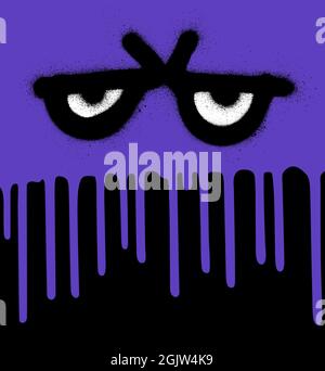 graffiti perde mostro in viola e nero Illustrazione Vettoriale