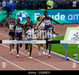 Zurigo, 09 set 2021 3000m Steeple Chase vincitore Norah Jeruto (KEN) visto in azione durante la Wanda Diamond League allo stadio Litzigrund Zurich Switze Foto Stock