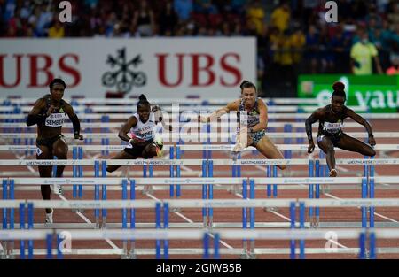 Zurigo, 09 set 2021 100m vincitore di ostacoli Tobi Amusan (NGR) visto in azione durante la Wanda Diamond League allo Stadio Litzigrund Zurigo Svizzera ON Foto Stock