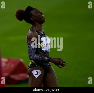 Zurigo, 09 set 2021 100m vincitore di ostacoli Tobi Amusan visto in azione durante la Wanda Diamond League allo Stadio Litzigrund Zurigo Svizzera a Septe Foto Stock