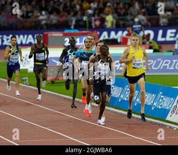 Zurigo, 09 set 2021 il vincitore di 1500m Timothy Cheruiyot (KEN) è stato visto in azione durante la Wanda Diamond League allo stadio Litzigrund di Zurigo Svizzera Foto Stock