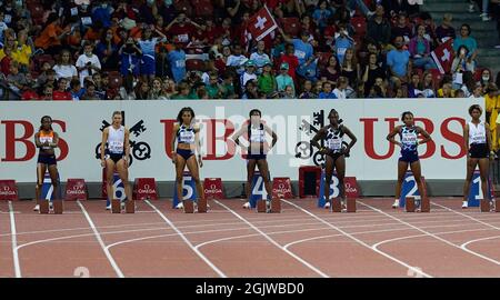 Zurigo, 09 set 2021 100m corridori visti in azione durante la Wanda Diamond League allo Stadio Litzigrund Zurigo Svizzera il 09 2021 settembre Glenn Foto Stock