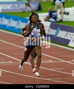 Zurigo, 09 set 2021 100m il runner Elaine Thopson-Herah (JAM) visto in azione durante la Wanda Diamond League allo Stadio Litzigrund Zurigo Svizzera o Foto Stock