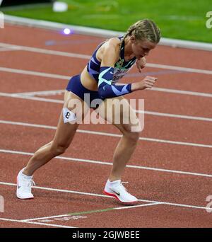 Zurigo, 09 set 2021 il vincitore di 800 m Keely Hodgkinson (GBR) è stato visto in azione durante la Wanda Diamond League allo stadio Litzigrund di Zurigo Svizzera su S. Foto Stock