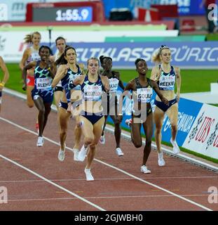 Zurigo, 09 set 2021 il vincitore di 800 m Keely Hodgkinson (GBR) è stato visto in azione durante la Wanda Diamond League allo stadio Litzigrund di Zurigo Svizzera su S. Foto Stock