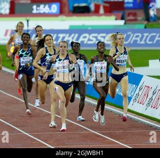 Zurigo, 09 set 2021 il vincitore di 800 m Keely Hodgkinson (GBR) è stato visto in azione durante la Wanda Diamond League allo stadio Litzigrund di Zurigo Svizzera su S. Foto Stock