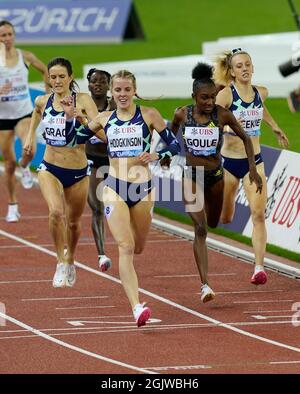 Zurigo, 09 set 2021 il vincitore di 800 m Keely Hodgkinson (GBR) è stato visto in azione durante la Wanda Diamond League allo stadio Litzigrund di Zurigo Svizzera su S. Foto Stock