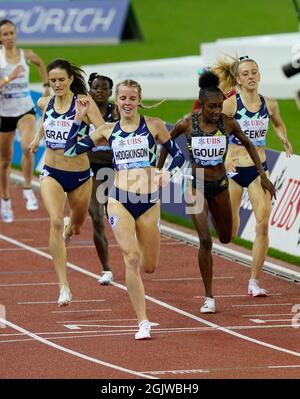 Zurigo, 09 set 2021 il vincitore di 800 m Keely Hodgkinson (GBR) è stato visto in azione durante la Wanda Diamond League allo stadio Litzigrund di Zurigo Svizzera su S. Foto Stock