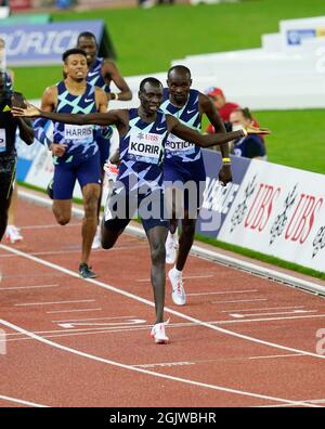 Zurigo, 09 set 2021 il vincitore di 800 m Emmanuel Korir (KEN) è stato visto in azione durante la Wanda Diamond League allo stadio Litzigrund di Zurigo Svizzera a settembre Foto Stock