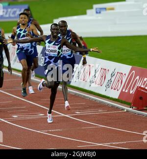 Zurigo, 09 set 2021 il vincitore di 800 m Emmanuel Korir (KEN) è stato visto in azione durante la Wanda Diamond League allo stadio Litzigrund di Zurigo Svizzera a settembre Foto Stock