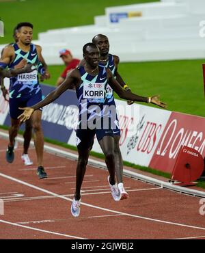 Zurigo, 09 set 2021 il vincitore di 800 m Emmanuel Korir (KEN) è stato visto in azione durante la Wanda Diamond League allo stadio Litzigrund di Zurigo Svizzera a settembre Foto Stock