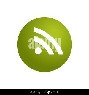 feed rss pulsante bello web icona adesivo colorato sfondo bianco Foto Stock