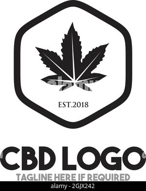 Modello vettore ispirazione logo foglia di cannabis Illustrazione Vettoriale