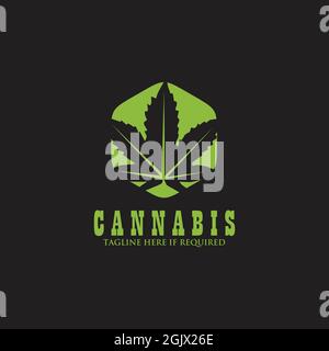 Modello vettore ispirazione logo foglia di cannabis Illustrazione Vettoriale