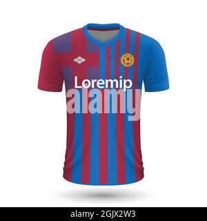 Maglia da calcio realistica Barcelona 2022, modello in maglia per la divisa da calcio. Illustrazione vettoriale Illustrazione Vettoriale