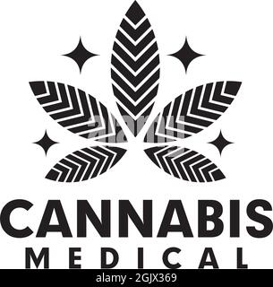 Modello vettore ispirazione logo foglia di cannabis Illustrazione Vettoriale