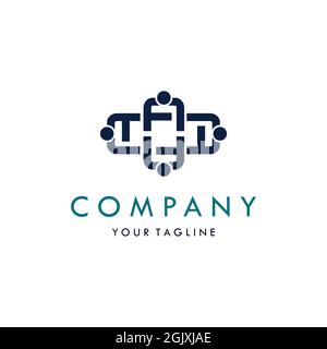 astratto team work logo icona flat vettoriale concetto grafico semplice design elegante Illustrazione Vettoriale