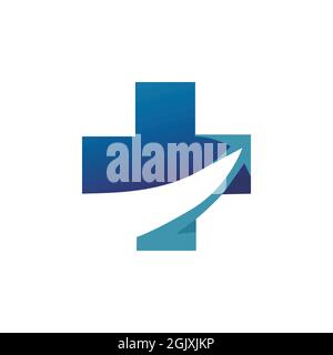 astratto medico freccia logo icona flat vettore concetto grafico semplice design elegante Illustrazione Vettoriale