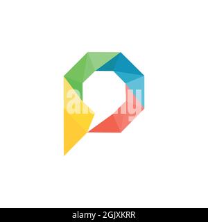 Lettera P chat logo icona flat vettoriale concetto grafico semplice design elegante Illustrazione Vettoriale